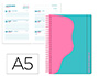 AGENDA ESCOLAR LIDERPAPEL 25-26 ESPIRAL WAVES TURQUESA SEMANA VISTA A5 BILINGE PAPEL FSC 80 GR