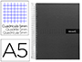 CUADERNO ESPIRAL LIDERPAPEL A5 MICRO CRAFTY TAPA FORRADA 120H 90 GR CUADRO 5MM 5 BANDAS6 TALADROS COLOR NEGRO
