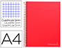 CUADERNO ESPIRAL LIDERPAPEL A4 MICRO JOLLY TAPA FORRADA 140H 75 GR CUADRO 5MM 5 BANDAS 4 TALADROS COLOR ROJO