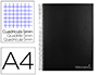 CUADERNO ESPIRAL LIDERPAPEL A4 MICRO JOLLY TAPA FORRADA 140H 75 GR CUADRO 5MM 5 BANDAS 4 TALADROS COLOR NEGRO
