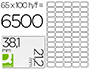 ETIQUETA ADHESIVA Q-CONNECT KF15386 TAMAO 38,1X21,2 MM FOTOCOPIADORA LASER INK-JET CAJA CON 100 HOJAS DIN A4