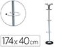 PERCHERO METALICO Q-CONNECT GRIS DE PIE 10 COLGADORES Y PARAGUERO 174X40CM