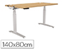 MESA DE OFICINA LEVADO BASE METAL ACERO PINTADO SISTEMA ELECTRICO REGULABLE ALTURA TABLERO ARCE 140 X 80 CM