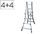 ESCALERA TELESCOPICA ALUMINIO DE 4+4 PELDAOS CON TAPA FINALPVC ANTIDESLIZANTE EN131-4