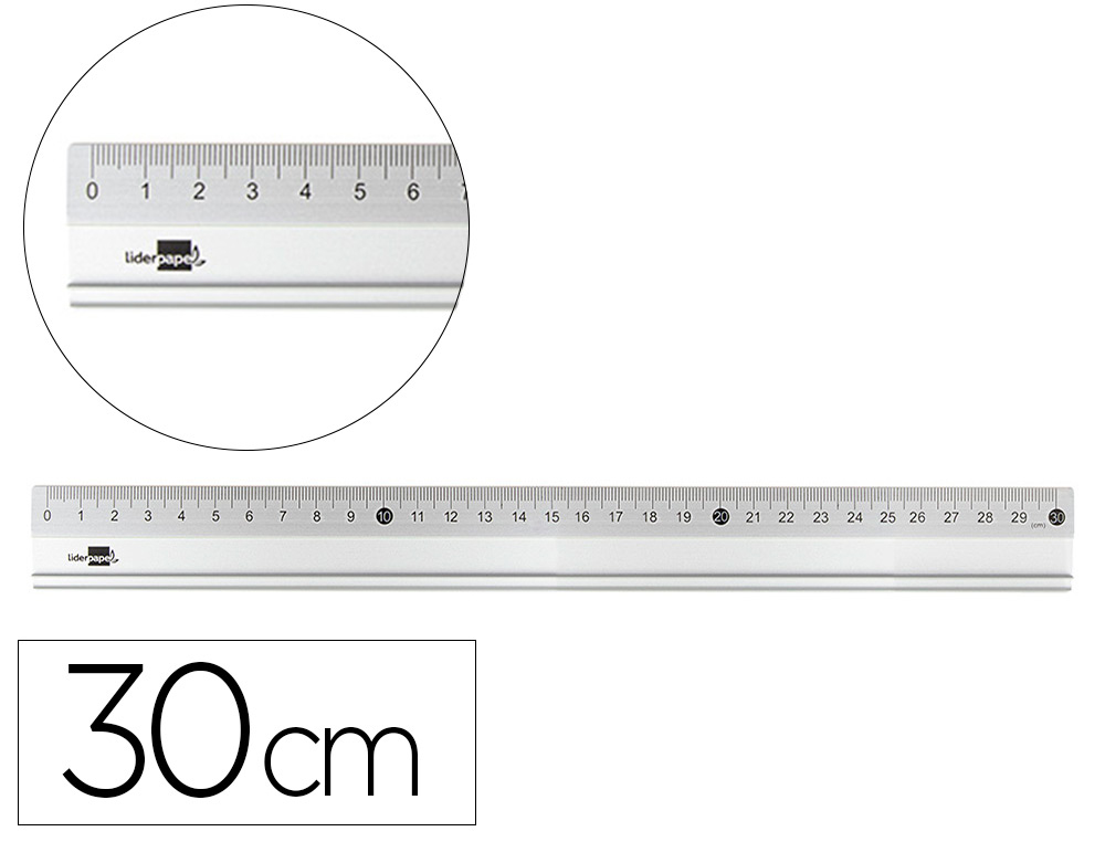 REGLA LIDERPAPEL METALICA ALUMINIO 30 CM
