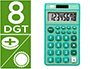 CALCULADORA LIDERPAPEL BOLSILLO XF13 8 DIGITOS SOLAR Y PILAS COLOR VERDE 115X65X8 MM