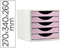 FICHERO CAJONES DE SOBREMESA ARCHIVO 2000 5 CAJONES COLOR ROSA PASTEL 270X340X260 MM
