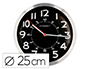 RELOJ Q-CONNECT DE PARED METALICO REDONDO 25 CM MOVIMIENTO SILENCIOSO COLOR NEGRO CON ESFERA CROMADO