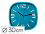 RELOJ Q-CONNECT DE PARED DE PLASTICO REDONDO 30 CM MOVIMIENTO SILENCIOSO COLOR AZUL