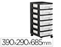 CAJONERA ARCHIVO 2000 6 CAJONES TRANSPARENTE CARCASA NEGRA 6 LITROS CON RUEDAS 390X290X685 MM