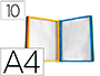 PORTACATALOGO DE PARED PLASTICO LIDERPAPEL CON 10 FUNDAS DIN A4 COLORES SURTIDOS