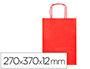 BOLSA PAPEL Q-CONNECT CELULOSA ROJO M CON ASA RETORCIDA 270X370X12 MM