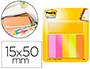 BLOC DE NOTAS ADHESIVAS QUITA Y PON POST-IT MININOTAS ENERGETIC COLOUR 15 X 50 MM 50 HOJAS PACK DE 5 UNIDADES