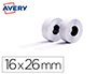 ETIQUETA AVERY ONDULADA BLANCA PERMANENTE 26X16 MM PARA ETIQUETADORA PL21/18 CAJA DE 10 ROLLOS DE 1200 ETIQIETAS
