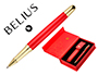 BOLIGRAFO Y ESTUCHE BELIUS PASSION DOR ALUMINIO TEXTURA CEPILLADA COLOR ROJO Y DORADO TINTA AZUL CAJA DE DISEO