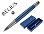 BOLIGRAFO BELIUS NEPTUNO ALUMINIO TEXTURA WAVY COLOR AZUL MARINO TINTA AZUL CAJA DE DISEO