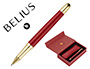 BOLIGRAFO Y ESTUCHE BELIUS SOIREE COLOR ART DECO GRANATE Y DORADO TINTA AZUL CAJA DE DISEO