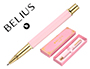 BOLIGRAFO BELIUS MACARON BLISS FORMA HEXAGONAL COLOR ROSA Y DORADO TINTA AZUL CAJA DE DISEO