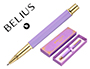 BOLIGRAFO BELIUS MACARON BLISS FORMA HEXAGONAL COLOR MORADO Y DORADO TINTA AZUL CAJA DE DISEO