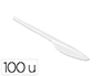 CUCHILLO DE PLASTICO BLANCO REUTILIZABLE PAQUETE DE 100 UNIDADES