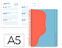 AGENDA ESCOLAR LIDERPAPEL 25-26 ESPIRAL WAVES AZUL SEMANA VISTA A5 BILINGE PAPEL FSC 80 GR