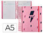 AGENDA ESCOLAR LIDERPAPEL 25-26 ESPIRAL PATTERNS RAYOS ROSA DIA PAGINA A5 BILINGE PAPEL FSC 80 GR