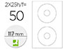 ETIQUETA ADHESIVA Q-CONNECT KF01579 -TAMAO CD-ROM -FOTOCOPIADORA -LASER -INK-JET-CAJA CON 25 H/50 ETIQUETAS