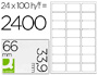ETIQUETA ADHESIVA Q-CONNECT KF10639 TAMAO 66X33,9 MM FOTOCOPIADORA LASER INK-JET CAJA CON 100 HOJAS DIN A4