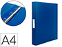 CARPETA LIDERPAPEL 4 ANILLAS 25 MM MIXTAS 43432 POLIPROPILENO DIN A4 AZUL TRANSLUCIDO