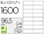 ETIQUETA ADHESIVA Q-CONNECT KF10651 TAMAO 96,5X33,9 MM FOTOCOPIADORA LASER INK-JET CAJA CON 100 HOJAS DIN A4