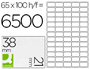 ETIQUETA ADHESIVA Q-CONNECT KF01581 TAMAO 38,1X21,2MM FOTOCOPIADORA LASER INK-JET CAJA CON 100 HOJAS DIN A4