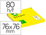 BLOC DE NOTAS ADHESIVAS QUITA Y PON Q-CONNECT 76X76 MM AMARILLO NEON 80 HOJAS