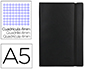 LIBRETA LIDERPAPEL SIMIL PIEL A5 120 HOJAS 70G/M2 CUADRO 4MM SIN MARGEN NEGRO