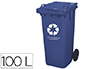 PAPELERA CONTENEDOR Q-CONNECT PLASTICO CON TAPADERA 100L COLOR AZUL 800X510X525 MM CON RUEDAS