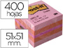 BLOC DE NOTAS ADHESIVAS QUITA Y PON POST-IT 51X51 MM MINICUBO COLOR ROSA 2051-P 400 HOJAS