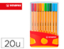 ROTULADOR STABILO PUNTA DE FIBRA POINT 88 COLOR PARADE ESTUCHE DE 20 UNIDADES COLORES SURTIDOS