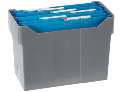 SOPORTE SOBREMESA CARPETAS COLGANTES GRIS DE POLIESTIRENO PARA FORMATO DIN A4 CAPACIDAD 20 CARPETAS