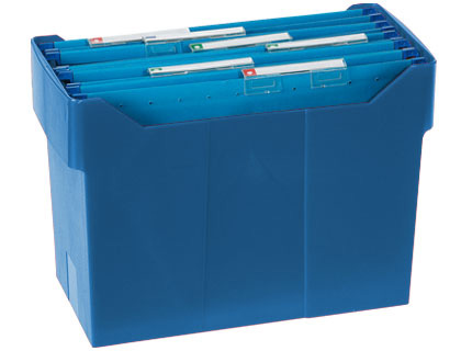SOPORTE SOBREMESA CARPETAS COLGANTES AZUL DE POLIESTIRENO PARA FORMATO DIN A4 CAPACIDAD 20 CARPETAS