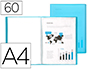 CARPETA LIDERPAPEL ESCAPARATE 47072 60 FUNDAS POLIPROPILENO DIN A4 AZUL TRANSLUCIDO