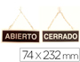 LETRERO METALICO SERIGRAFIADO ABIERTO Y CERRADO CON CADENA Y VENTOSA PARA COLGAR DE 74X232 MM