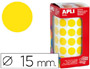 GOMETS AUTOADHESIVOS CIRCULARES 15 MM AMARILLO EN ROLLO CON 2832 UNIDADES