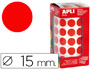 GOMETS AUTOADHESIVOS CIRCULARES 15 MM ROJO ROLLO DE 2832 UNIDADES