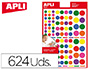 GOMETS APLI AUTOADHESIVO CIRCULO MULTICOLOR BLISTER DE 624 UNIDADES SURTIDAS