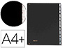 CARPETA CLASIFICADORA FUELLE PARDO CARTON COMPACTO FOLIO 12 DEPARTAMENTOS VISOR DOBLE PERSONALIZABLES COLOR NEGRO