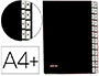 CARPETA CLASIFICADORA FUELLE PARDO CARTON COMPACTO FOLIO 24 DEPARTAMENTOS VISOR DOBLE PERSONALIZABLES COLOR NEGRO