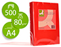 PAPEL COLOR Q-CONNECT DIN A4 80GR ROJO INTENSO PAQUETE DE 500 HOJAS