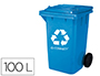 PAPELERA CONTENEDOR Q-CONNECT PLASTICO AZUL PARA PAPEL Y CARTON 100L CON TAPA Y RUEDAS 750X470X370 MM