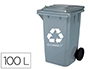PAPELERA CONTENEDOR Q-CONNECT PLASTICO GRIS PARA DESECHOS EN GENERAL 100 L CON TAPA Y RUEDAS 750X470X370 MM
