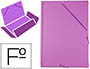 CARPETA LIDERPAPEL GOMAS PLASTICO FOLIO SOLAPAS COLOR LILA