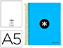 CUADERNO ESPIRAL A5 MICRO ANTARTIK TAPA FORRADA 120H 90G LISO CON BANDAS 6 TALADROS COLOR AZUL